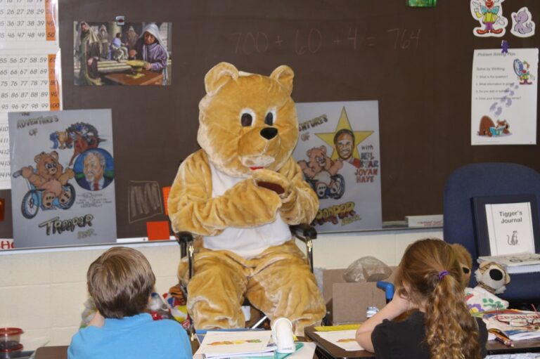 Children love the excitement that erupts whenever Trooper Bear gets to visit their eager classroom.
